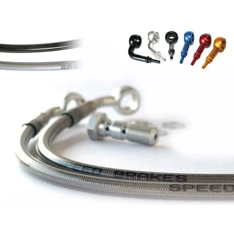 Durite de frein avant d'aviation SPEEDBRAKES inox/raccord noir Suzuki DR 600