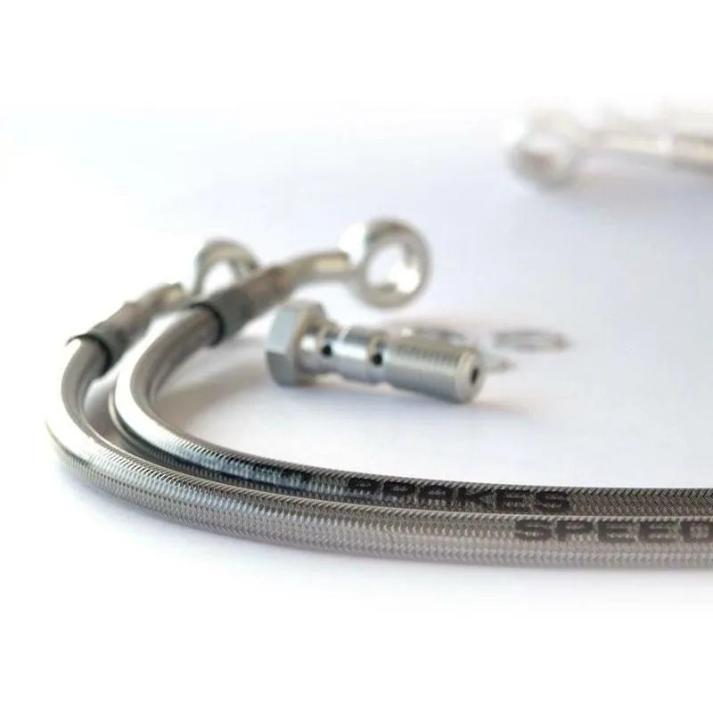 Durite de frein avant d'aviation SPEEDBRAKES inox/raccord or Suzuki DR 750 S
