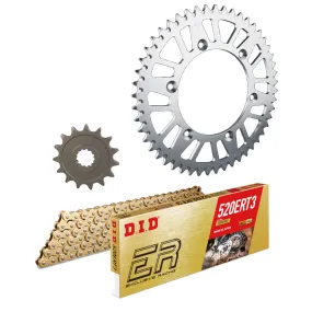 Kit chaine 520 alu DID - 250-300 EXC 2000-03 et 400 EXC Racing 2000-06